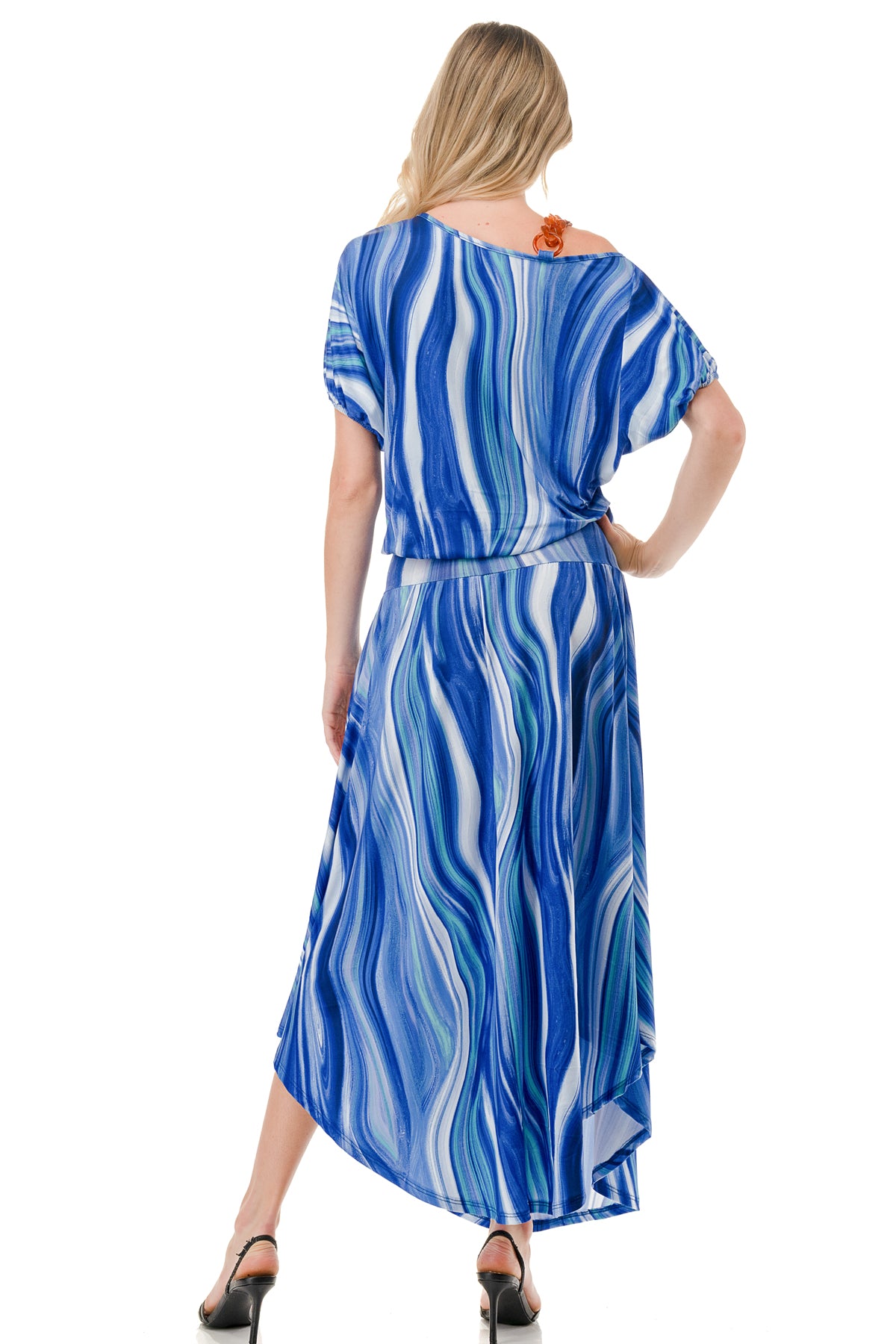 LOUISA ONE SHOULDER DRESS (BLUE WATERCOLOR)- VD3295