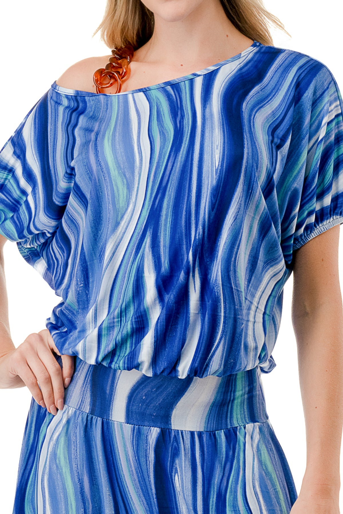LOUISA ONE SHOULDER DRESS (BLUE WATERCOLOR)- VD3295