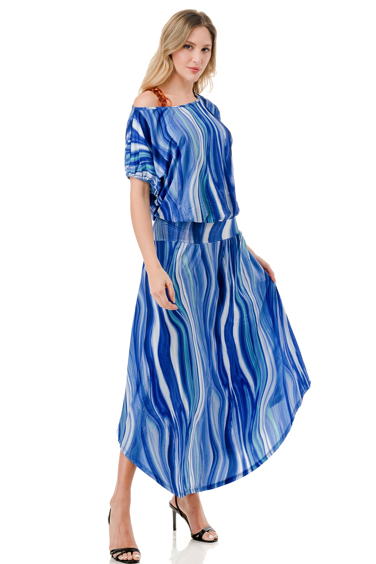 LOUISA ONE SHOULDER DRESS (BLUE WATERCOLOR)- VD3295