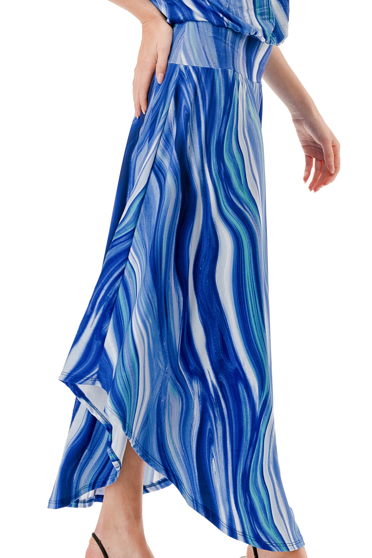 LOUISA ONE SHOULDER DRESS (BLUE WATERCOLOR)- VD3295