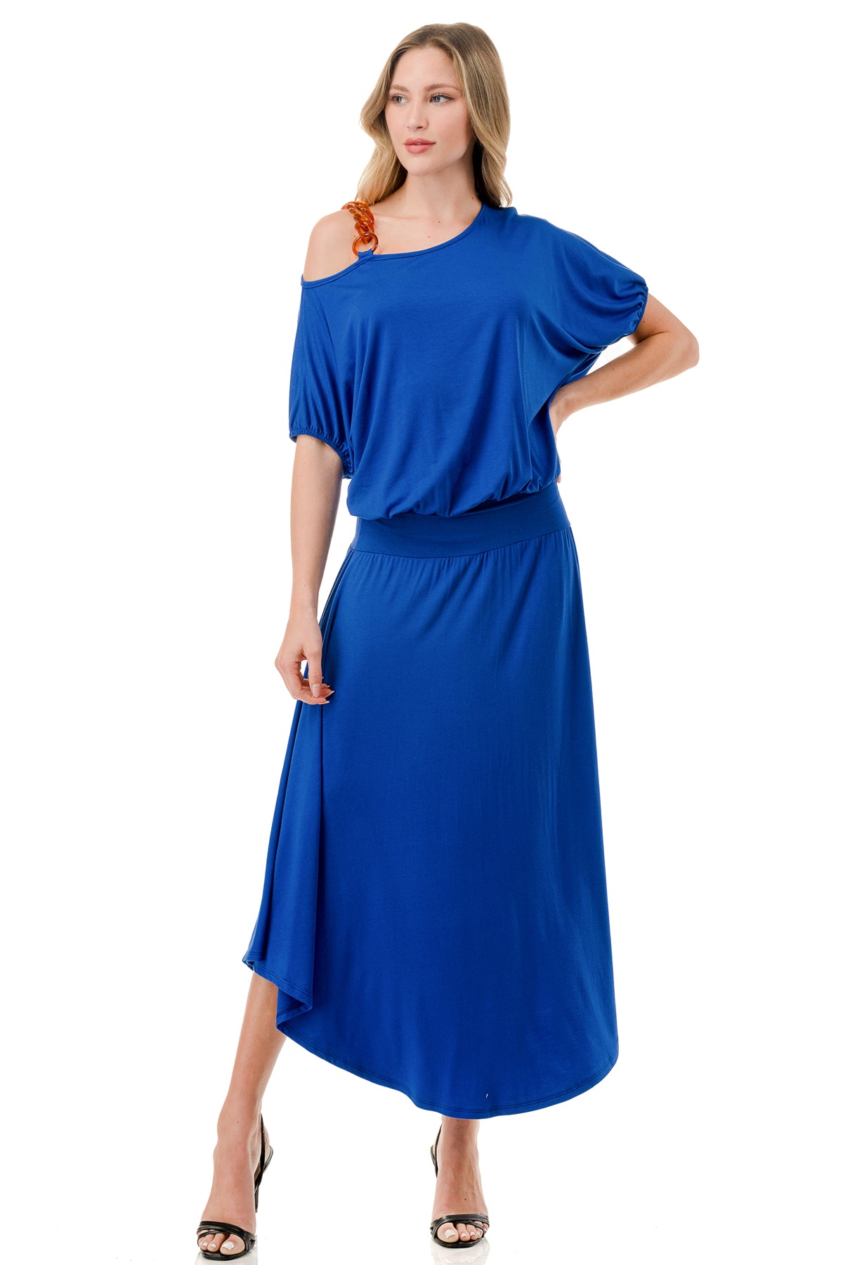 LOUISA ONE SHOULDER DRESS (ROYAL BLUE)- VD3295