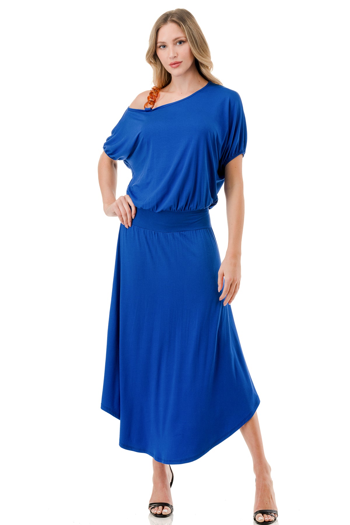 LOUISA ONE SHOULDER DRESS (ROYAL BLUE)- VD3295