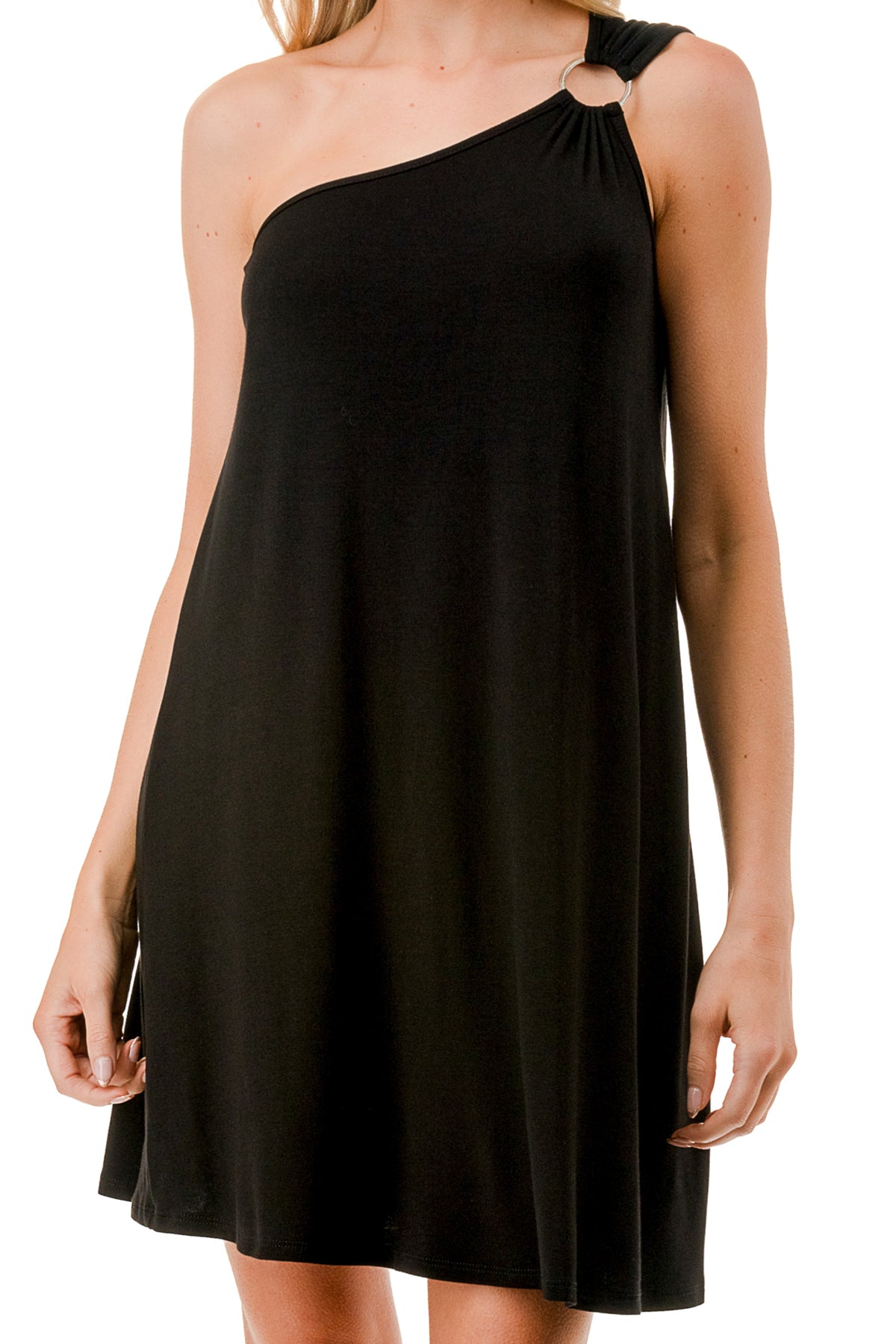 LOUISA ASYMMETRICAL RING DRESS (BLACK)- VD3297