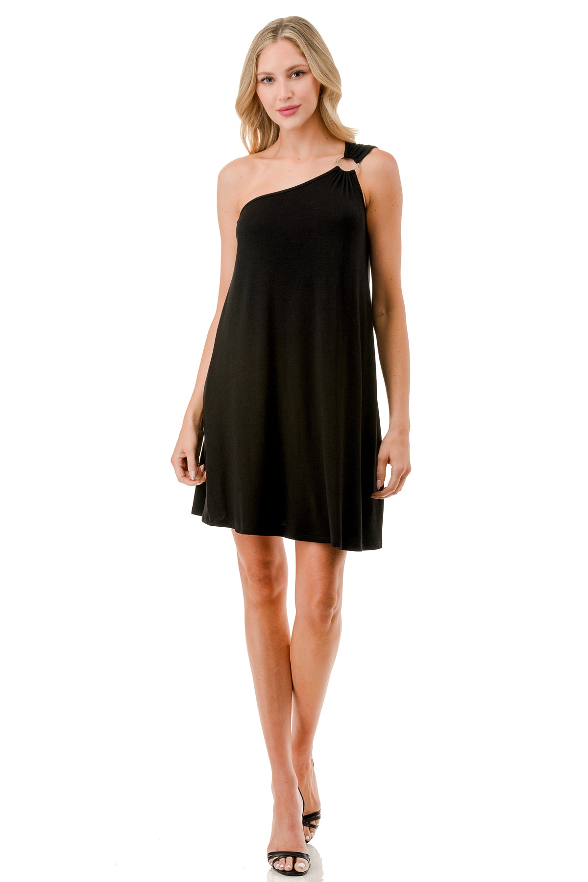 LOUISA ASYMMETRICAL RING DRESS (BLACK)- VD3297