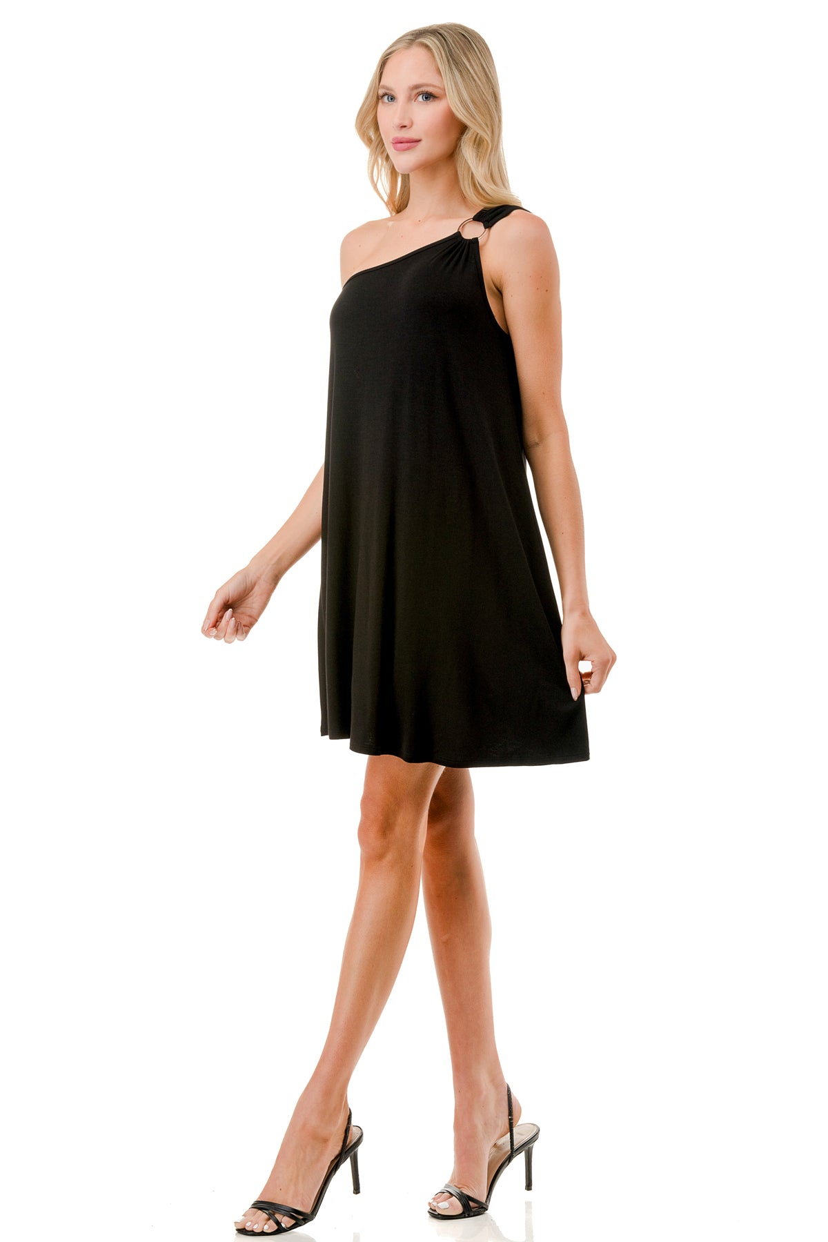 LOUISA ASYMMETRICAL RING DRESS (BLACK)- VD3297
