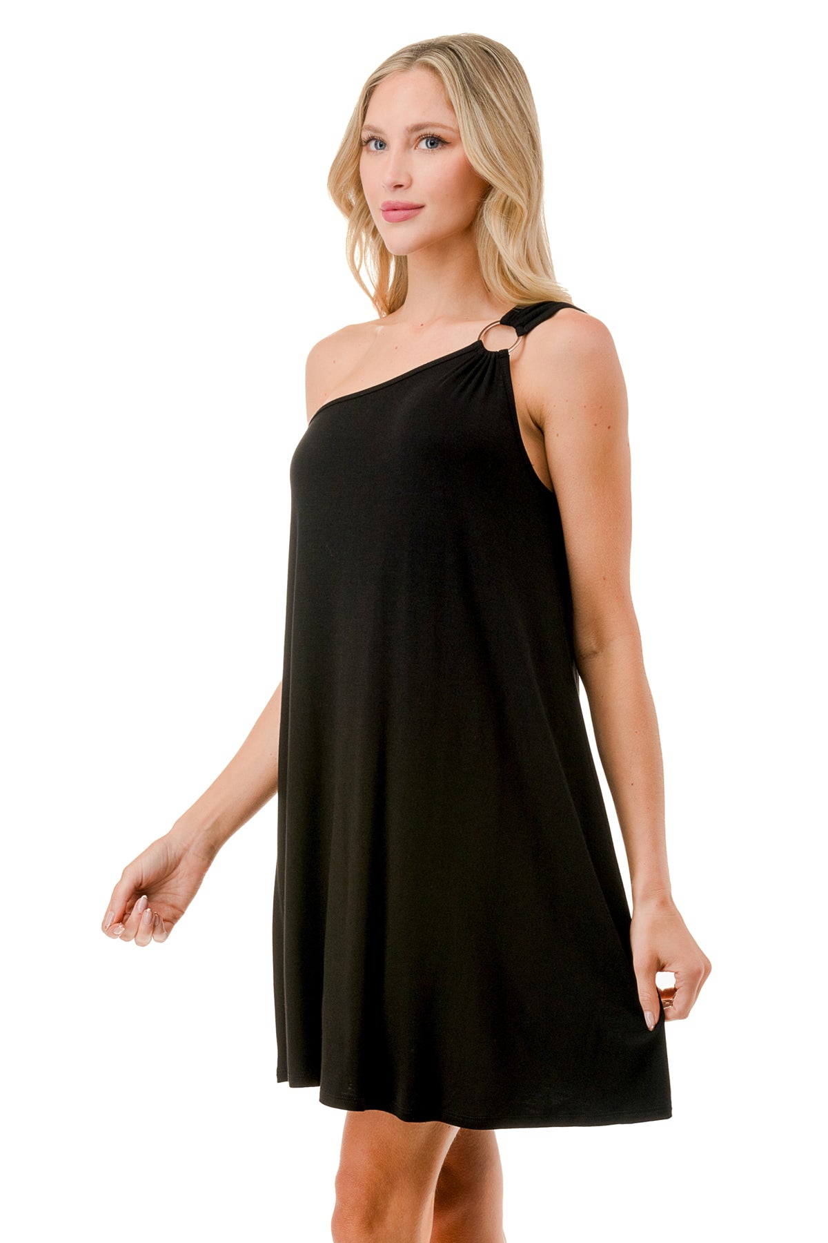 LOUISA ASYMMETRICAL RING DRESS (BLACK)- VD3297