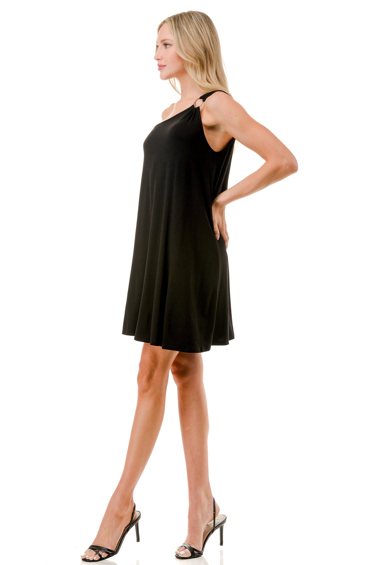 LOUISA ASYMMETRICAL RING DRESS (BLACK)- VD3297
