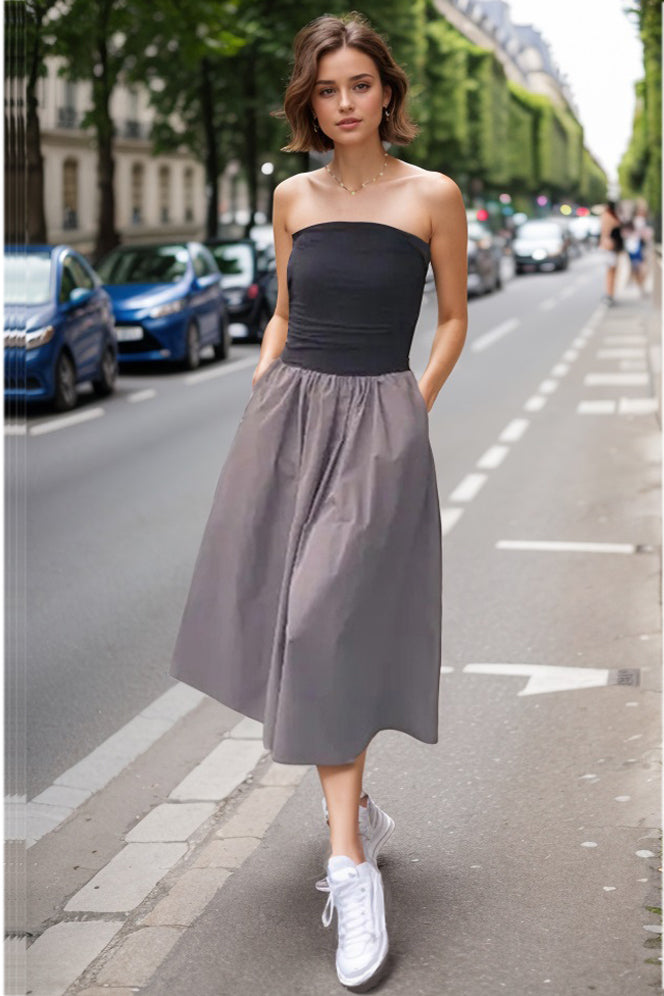 MIMI TUBE DRESS (BLACK/MOCHA) - VD3330