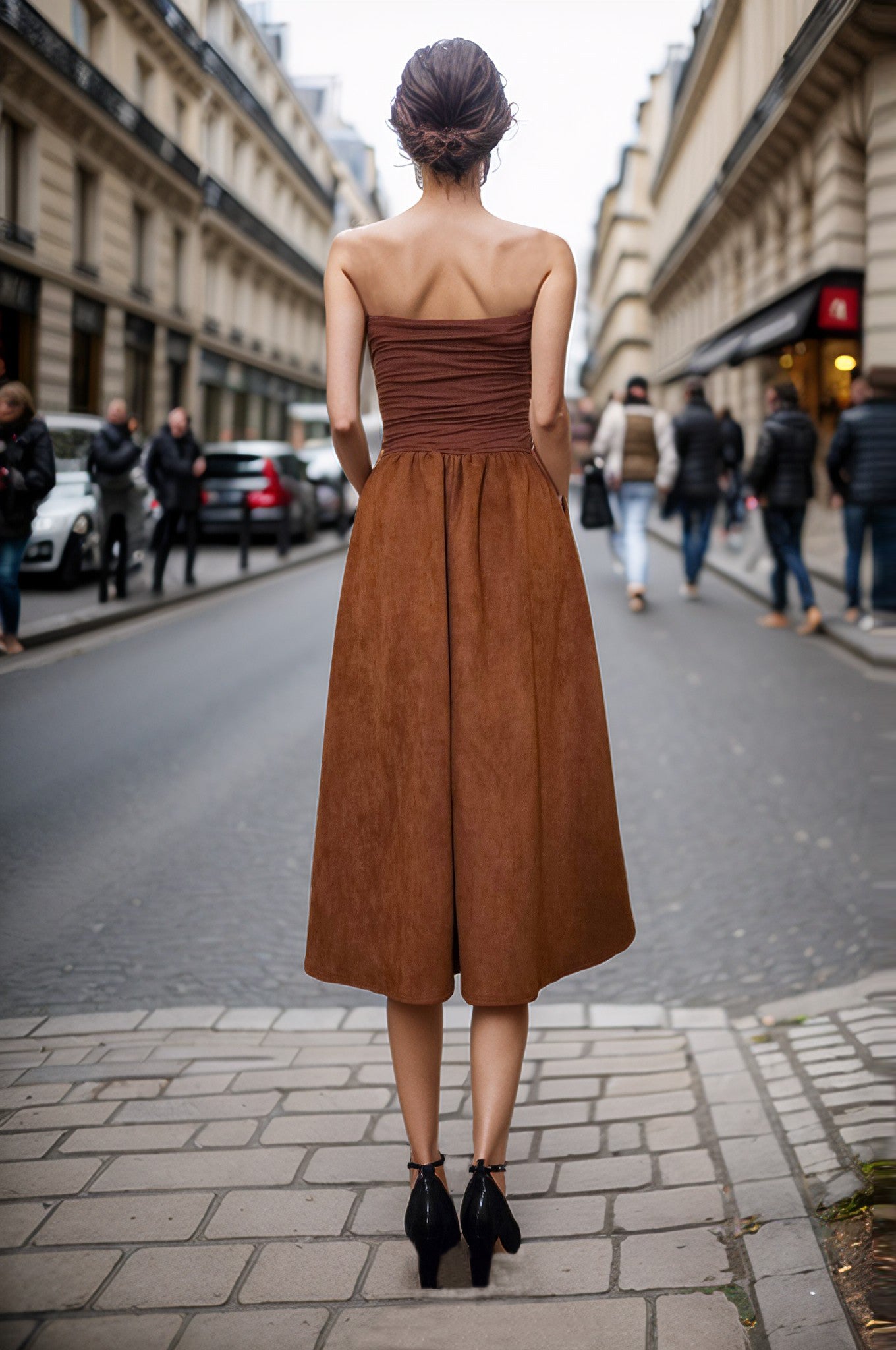 MIMI TUBE MIDI DRESS (HAZEL NUT SUEDE)- VD3330