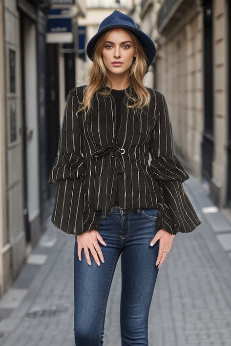 DANDY JACKET (BLACK PINSTRIPE)-VJ2016
