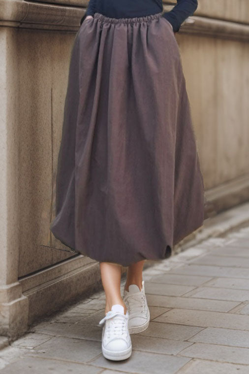 BETTY MIDI BUBBLE SKIRT (BROWN)- VS3373