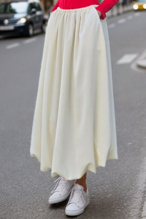 BETTY MIDI BUBBLE SKIRT (CREAM)- VS3373