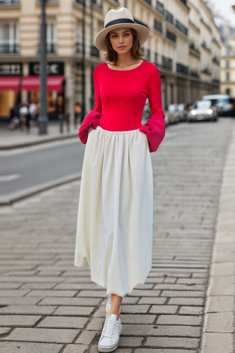 BETTY MIDI BUBBLE SKIRT (CREAM)- VS3373