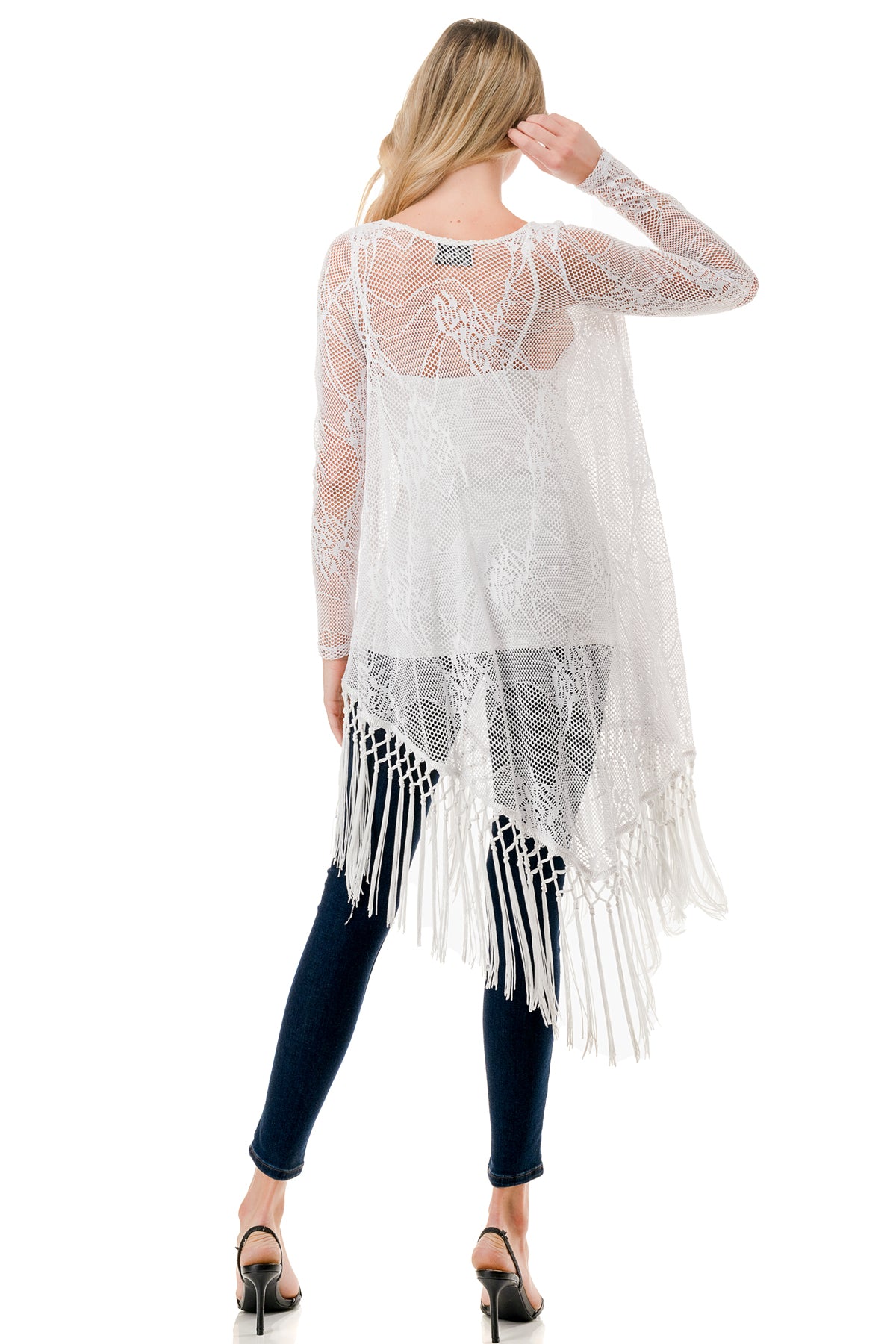 STEPHANIE LONG SLEEVE TOP (WHITE LACE)- VT1360