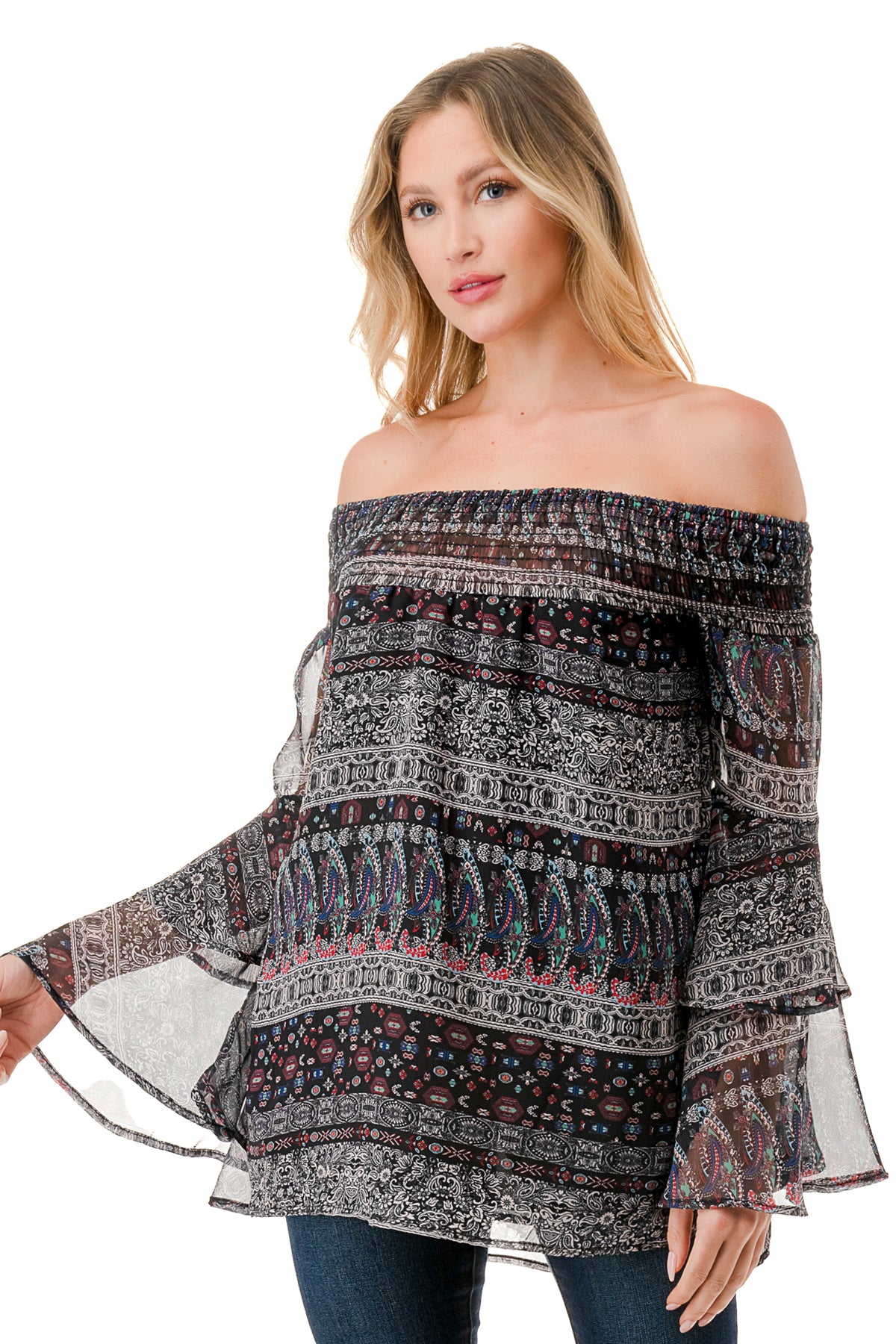 BEATRICE OFF SHOULDER TOP (VINTAGE BOHO)- VT1728