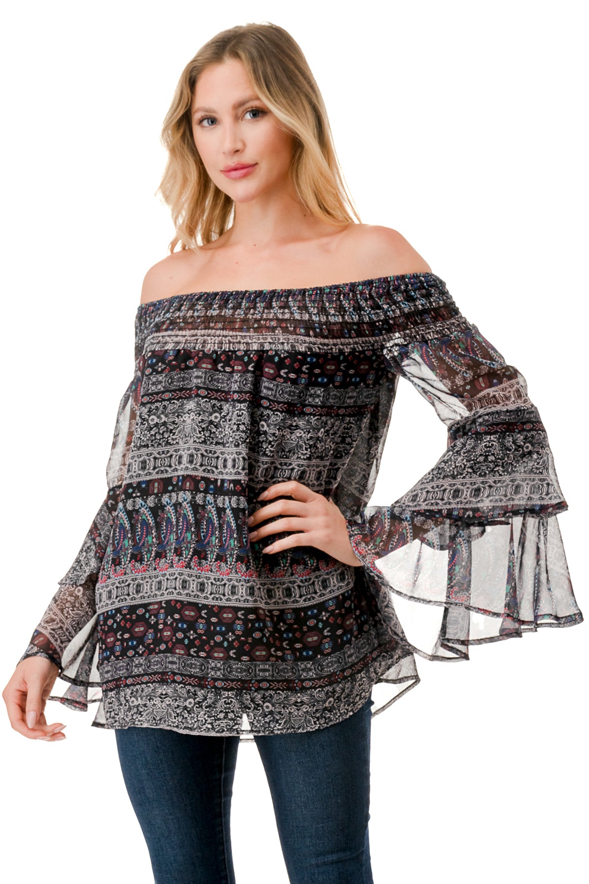 BEATRICE OFF SHOULDER TOP (VINTAGE BOHO)- VT1728