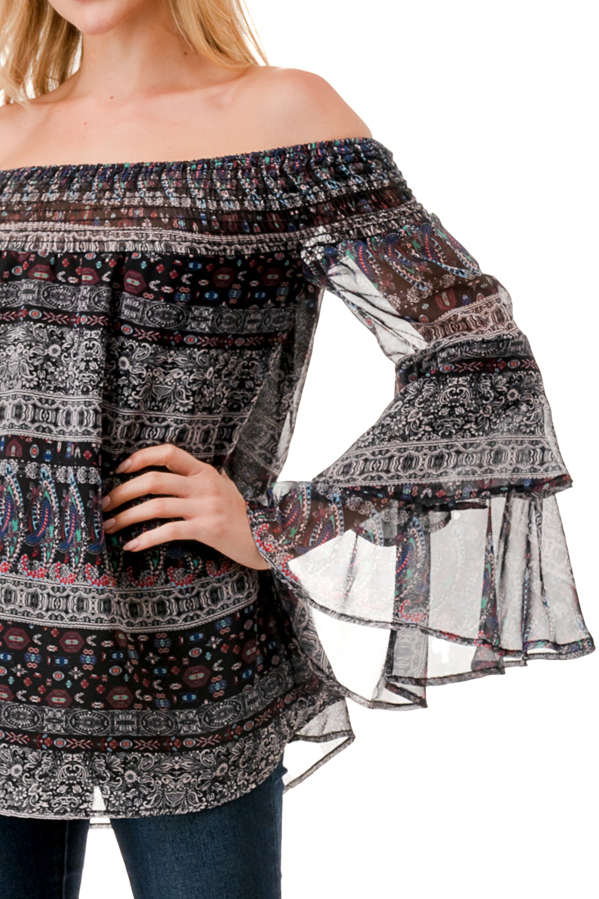 BEATRICE OFF SHOULDER TOP (VINTAGE BOHO)- VT1728