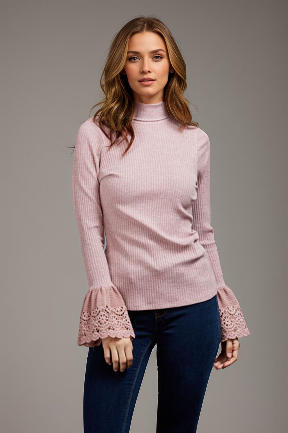VALERIE TURTLENECK TOP (DUSTY ROSE)-VT1842