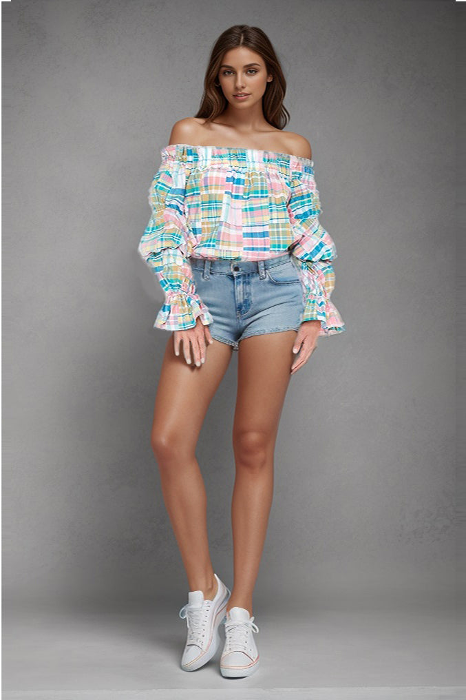 KEIRA BODYSUIT (MULTI PINK BLUE)-VT2068