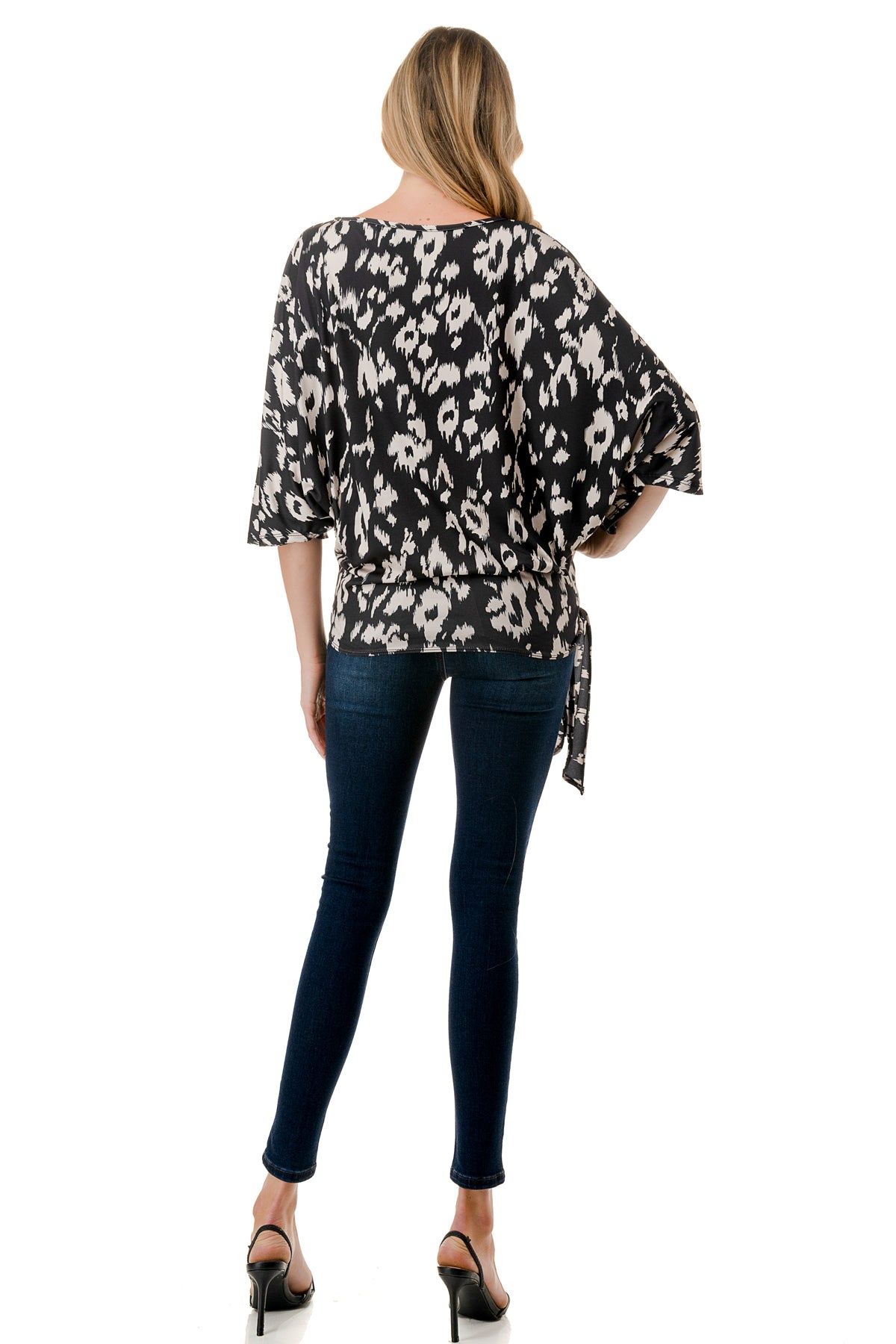 BEYONCE FRONT TIE TOP (BLACK WHITE LEOPARD)- VT2407