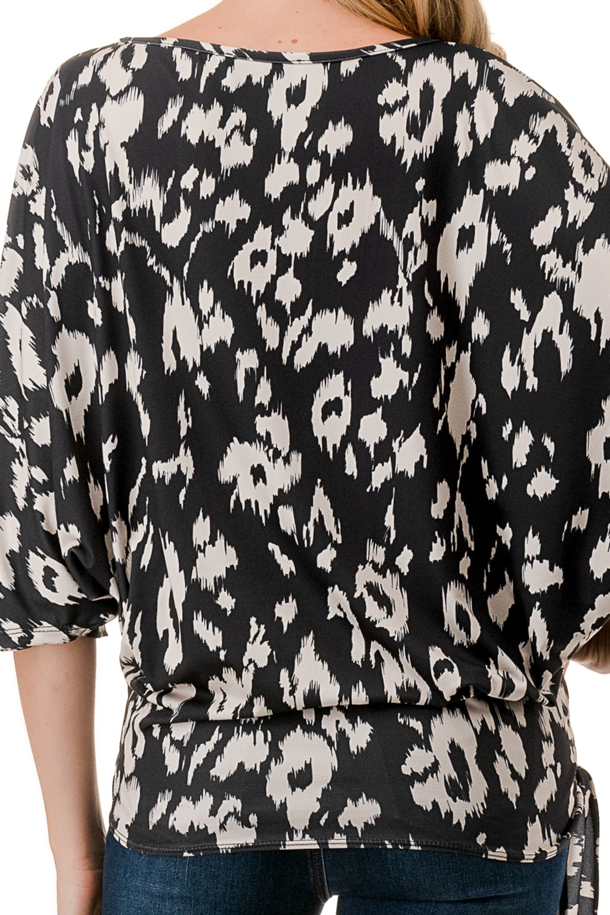 BEYONCE FRONT TIE TOP (BLACK WHITE LEOPARD)- VT2407