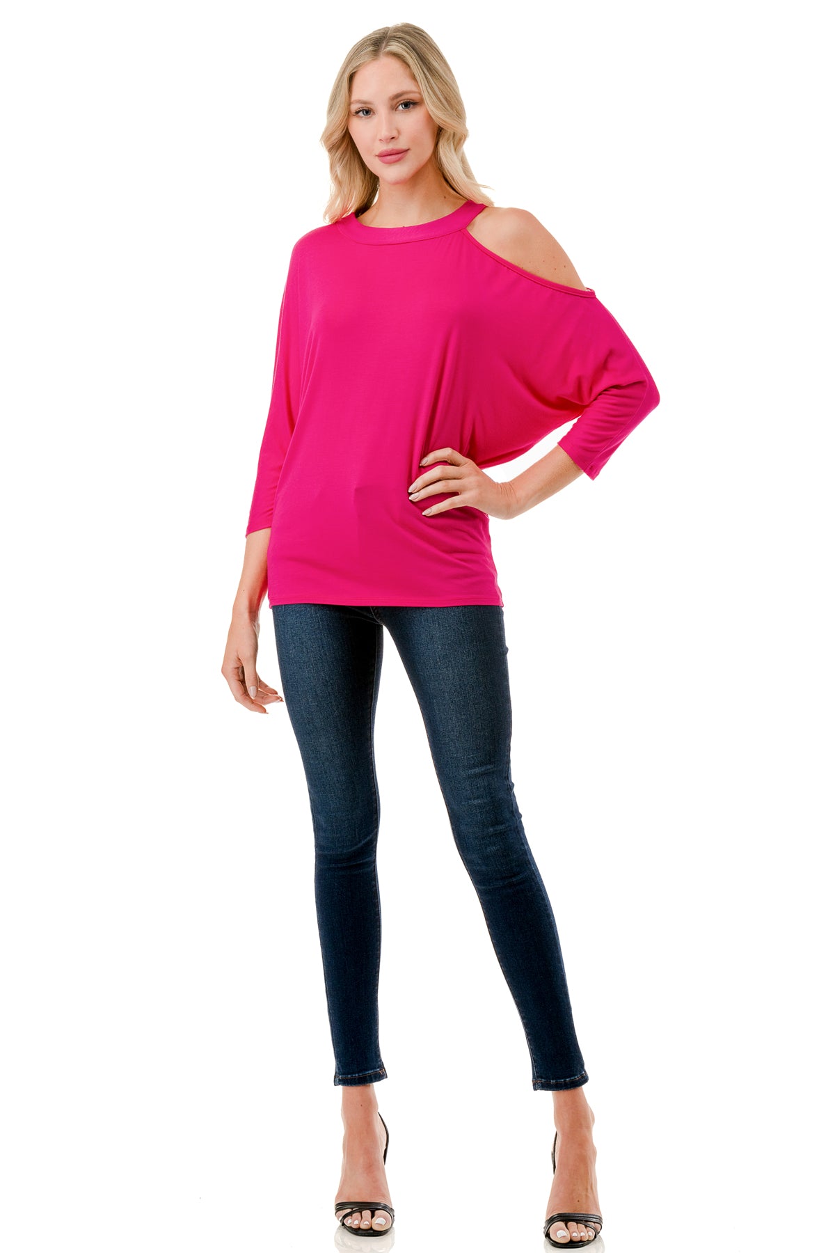 LINNETTE ASYMMETRICAL TOP (FUSCHIA)-VT2453