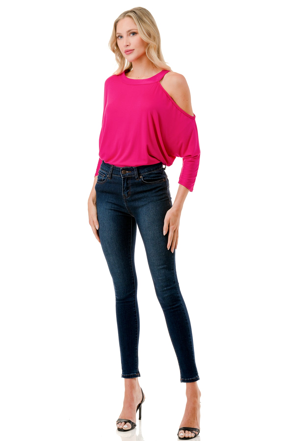 LINNETTE ASYMMETRICAL TOP (FUSCHIA)-VT2453