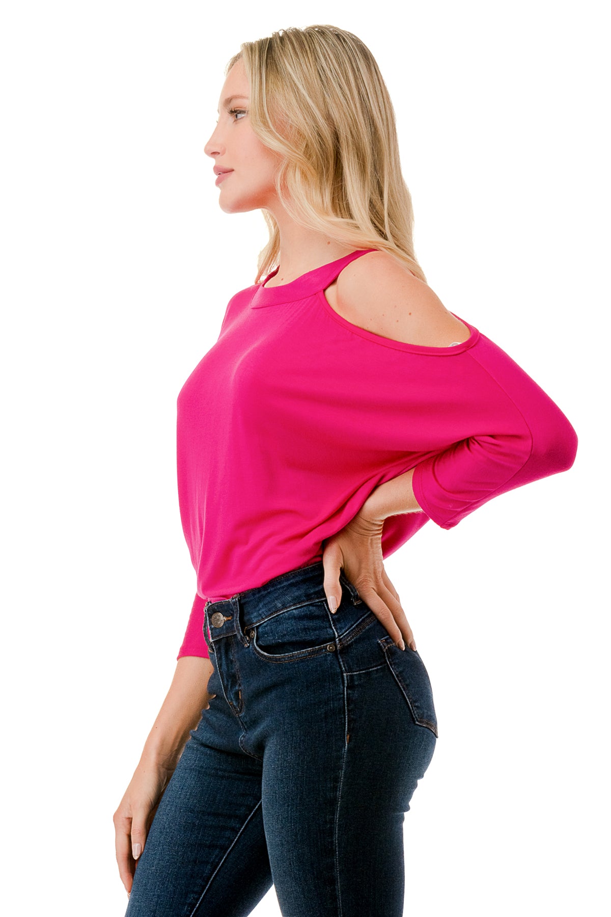 LINNETTE ASYMMETRICAL TOP (FUSCHIA)-VT2453