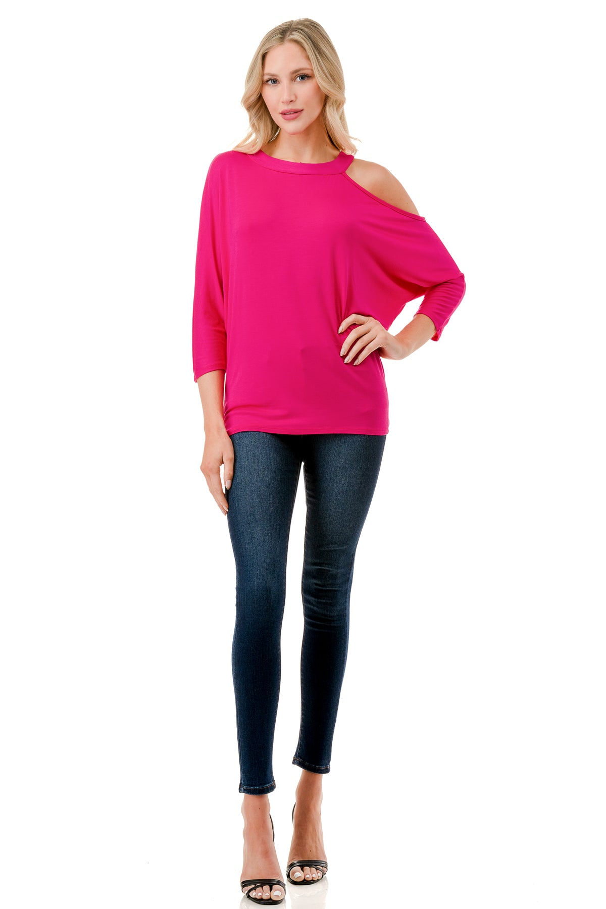 LINNETTE ASYMMETRICAL TOP (FUSCHIA)-VT2453