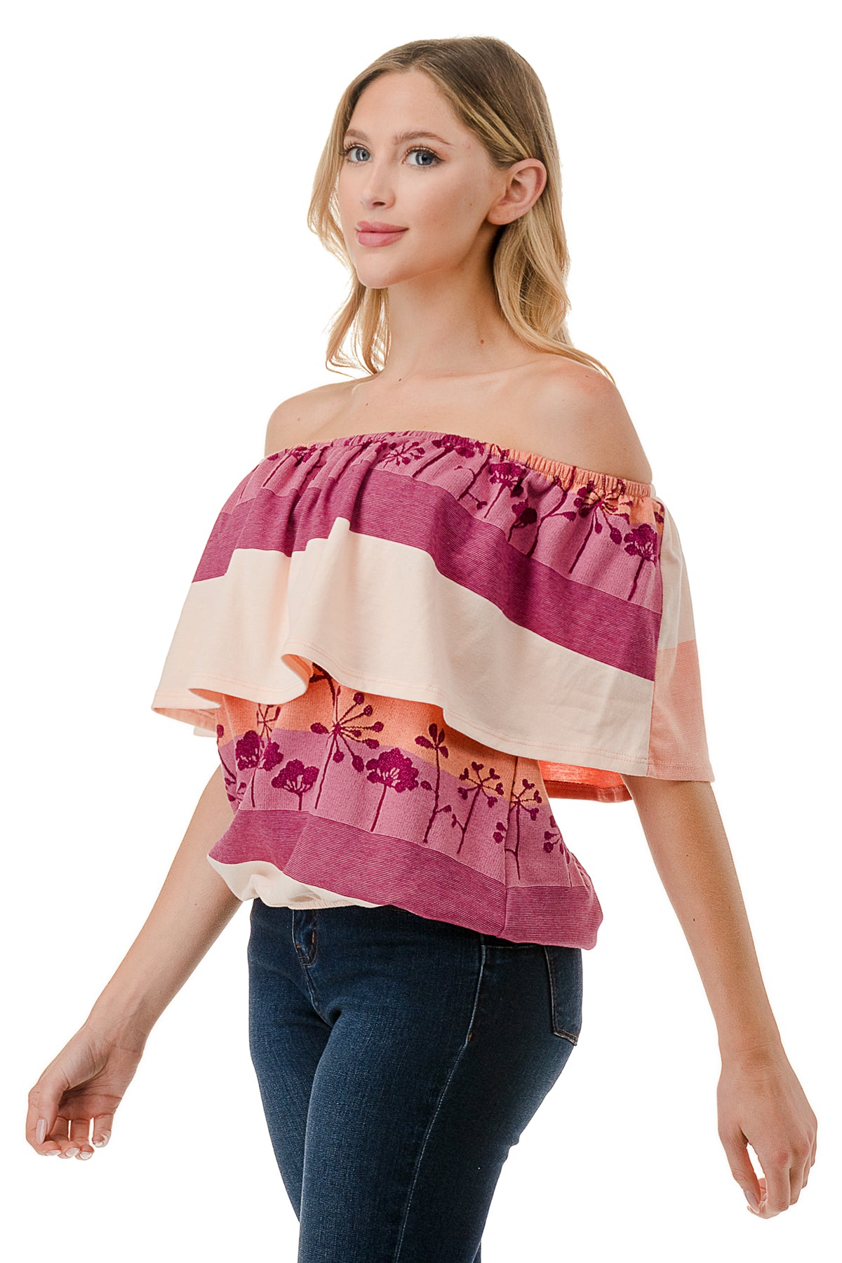 ALIVIA TUBE TOP (MAGENTA CORAL MULTI STRIPE)- VT2499