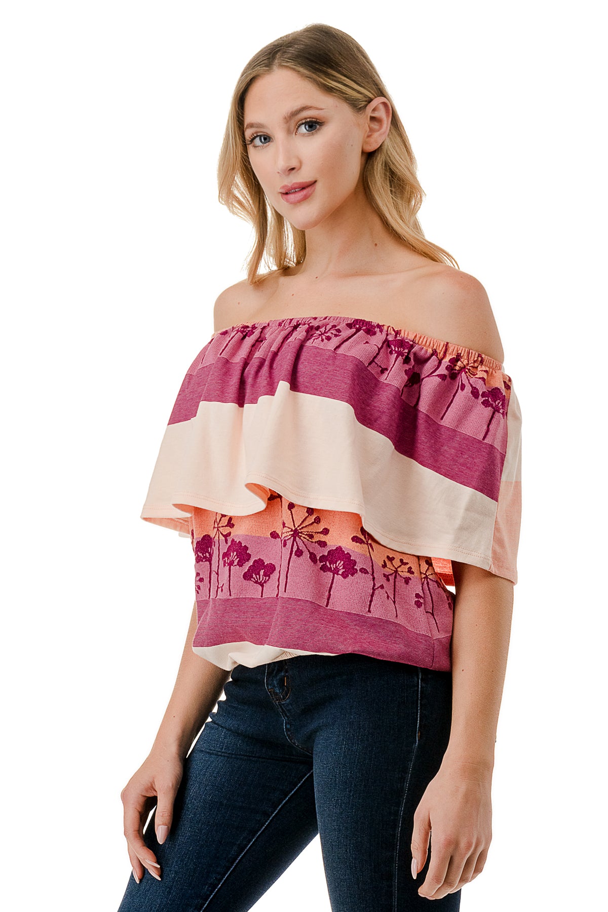 ALIVIA TUBE TOP (MAGENTA CORAL MULTI STRIPE)- VT2499