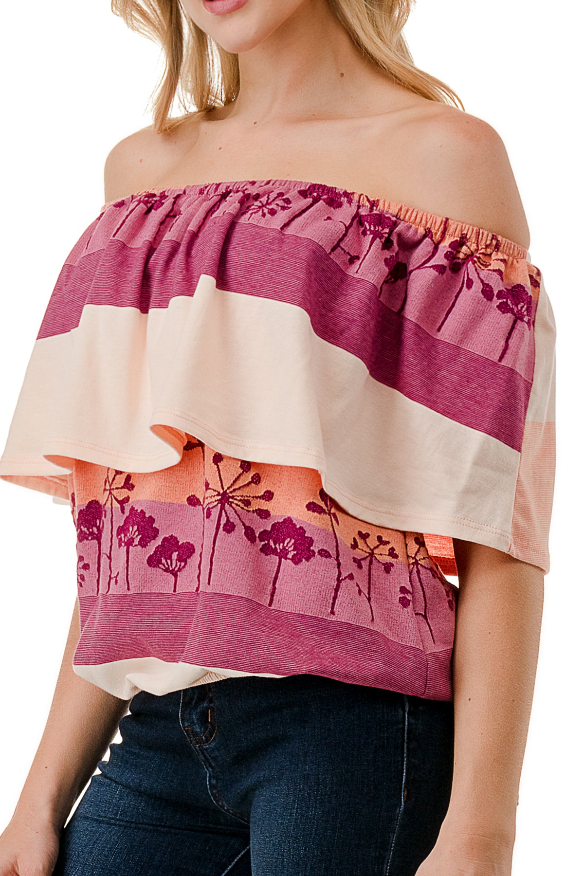 ALIVIA TUBE TOP (MAGENTA CORAL MULTI STRIPE)- VT2499