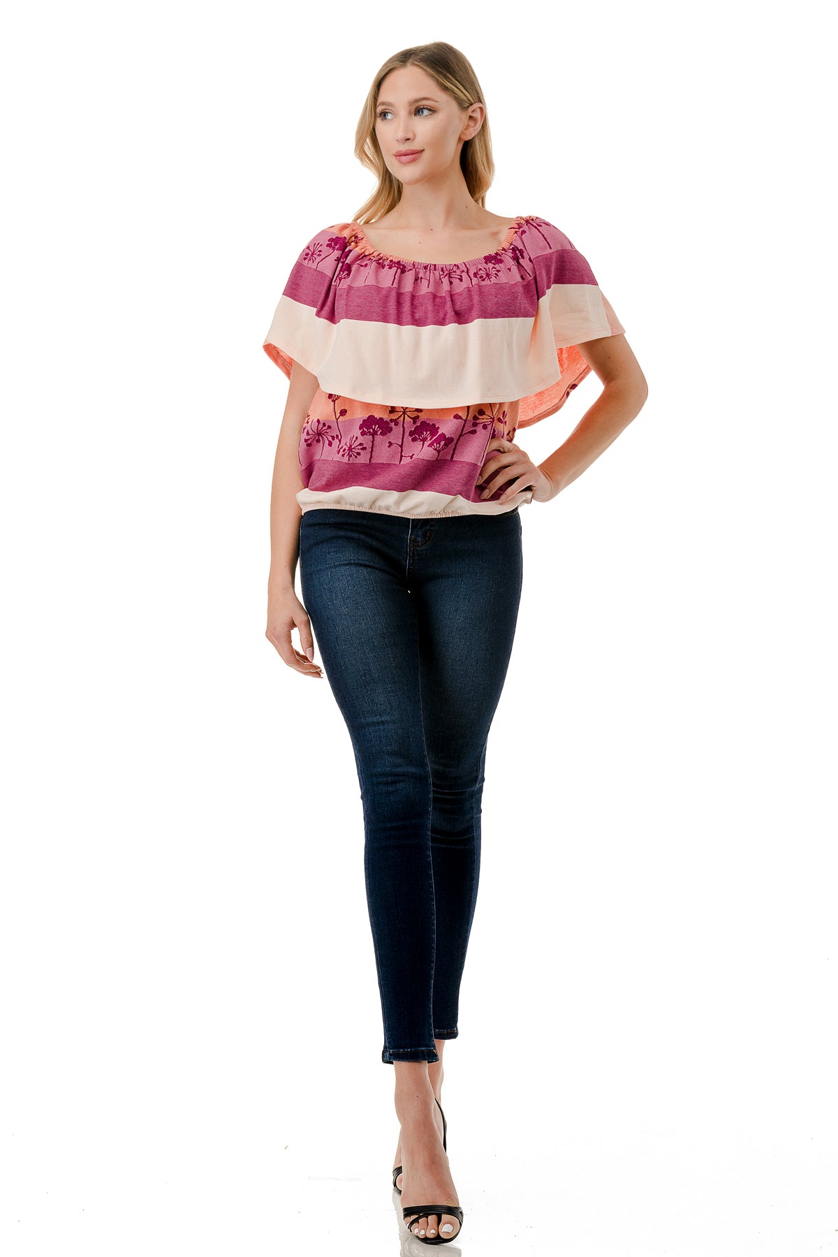ALIVIA TUBE TOP (MAGENTA CORAL MULTI STRIPE)- VT2499