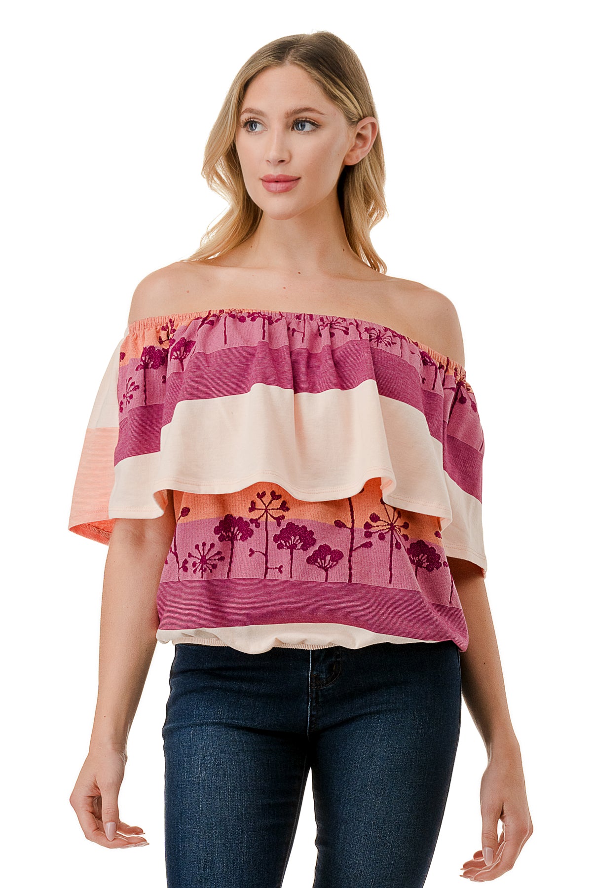 ALIVIA TUBE TOP (MAGENTA CORAL MULTI STRIPE)- VT2499