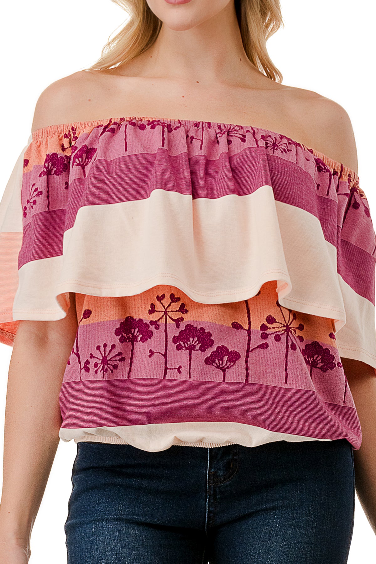 ALIVIA TUBE TOP (MAGENTA CORAL MULTI STRIPE)- VT2499