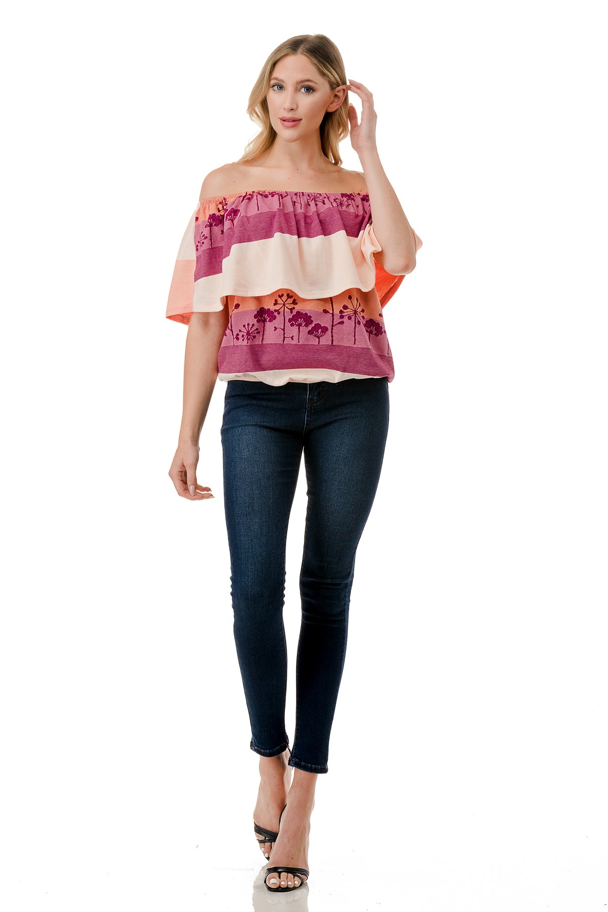 ALIVIA TUBE TOP (MAGENTA CORAL MULTI STRIPE)- VT2499