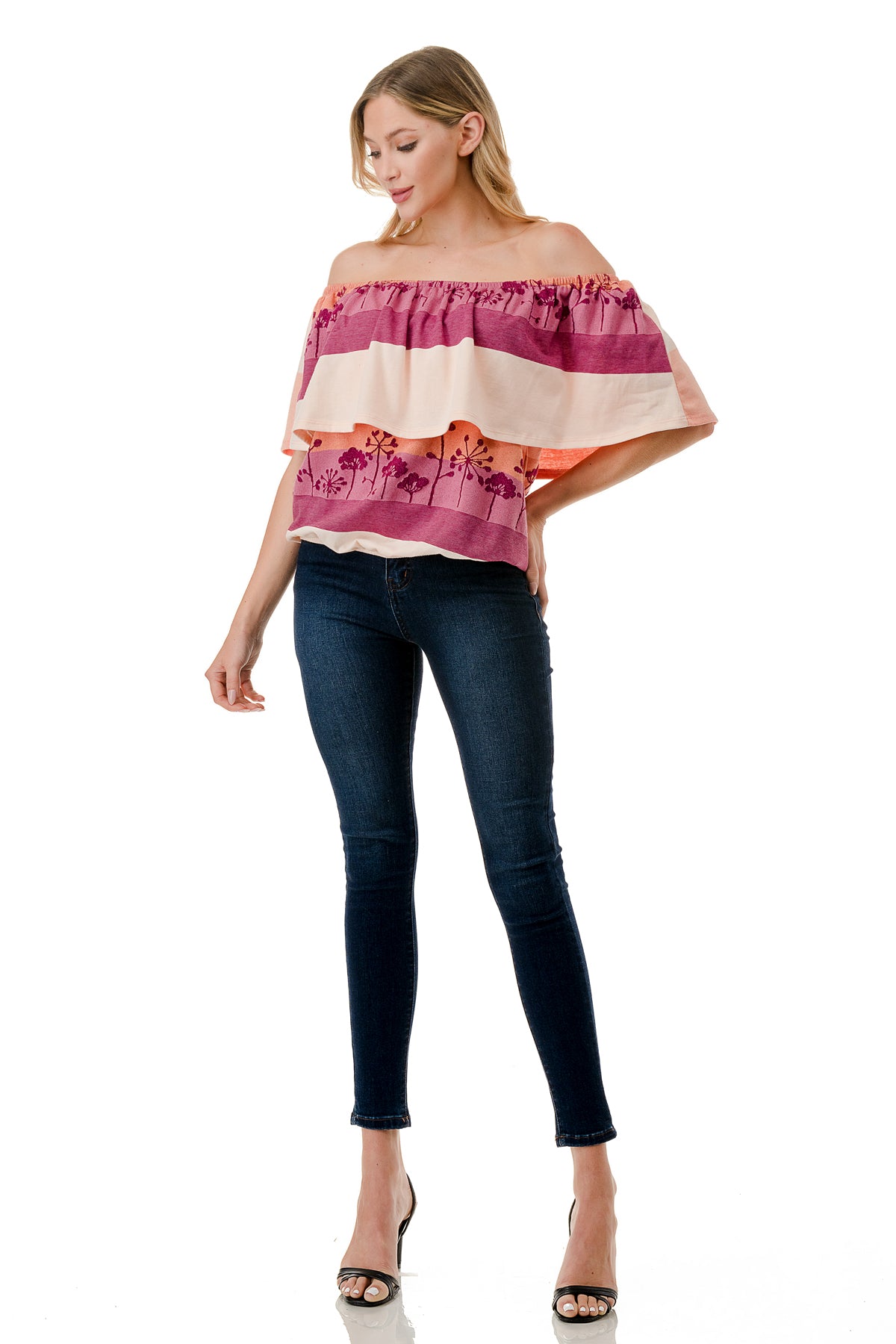 ALIVIA TUBE TOP (MAGENTA CORAL MULTI STRIPE)- VT2499