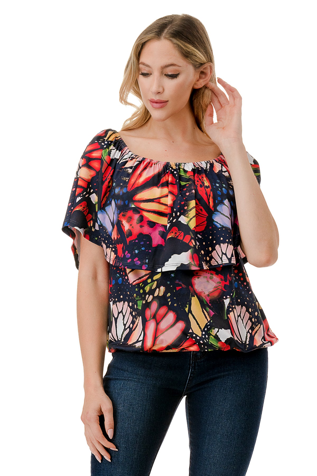 ALIVIA TUBE TOP (MULTI BUTTERFLY)- VT2499