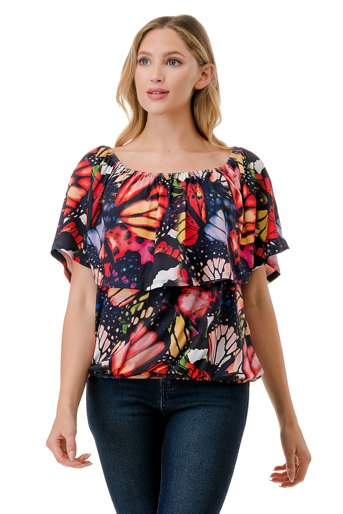 ALIVIA TUBE TOP (MULTI BUTTERFLY)- VT2499