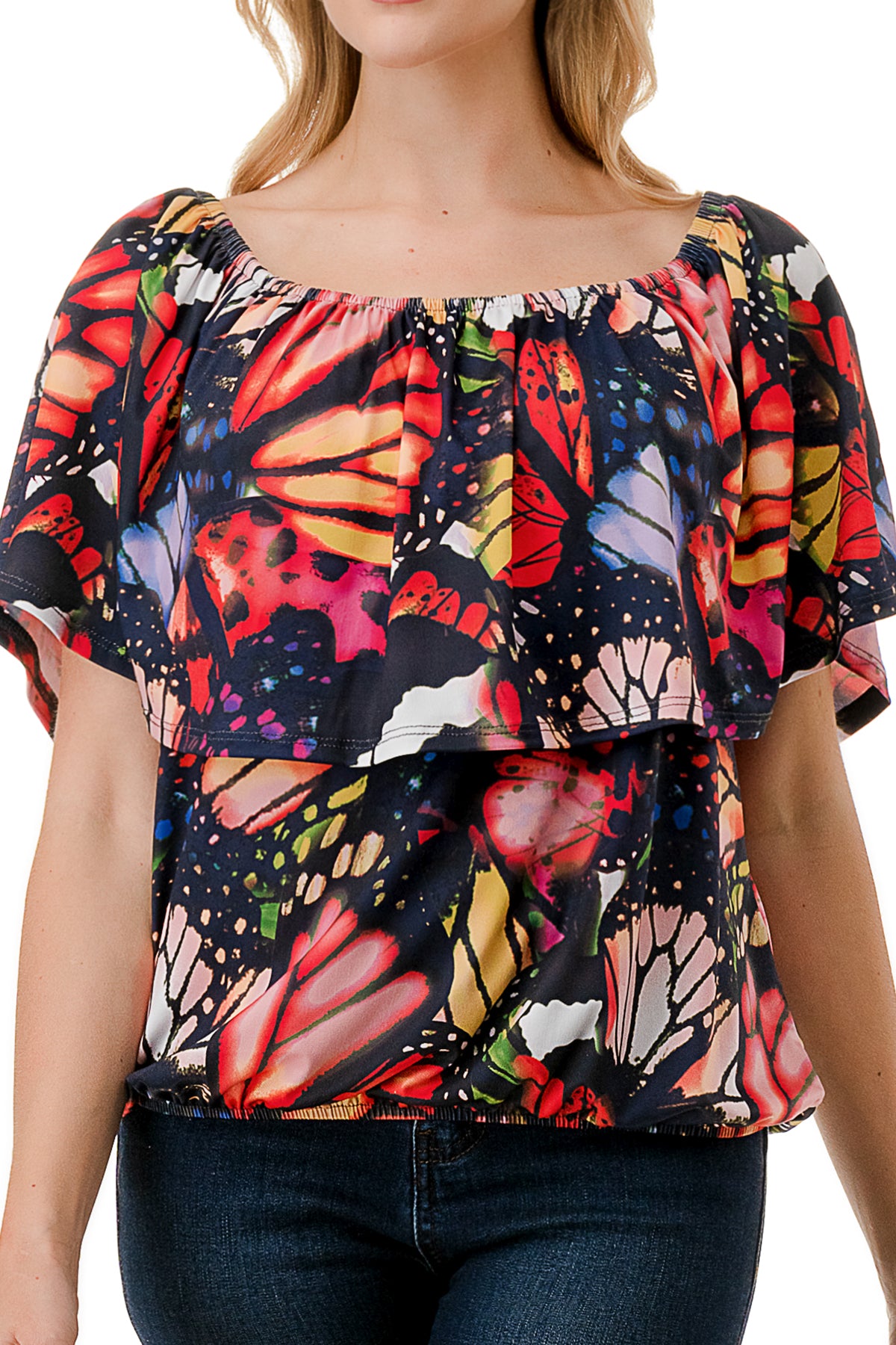 ALIVIA TUBE TOP (MULTI BUTTERFLY)- VT2499