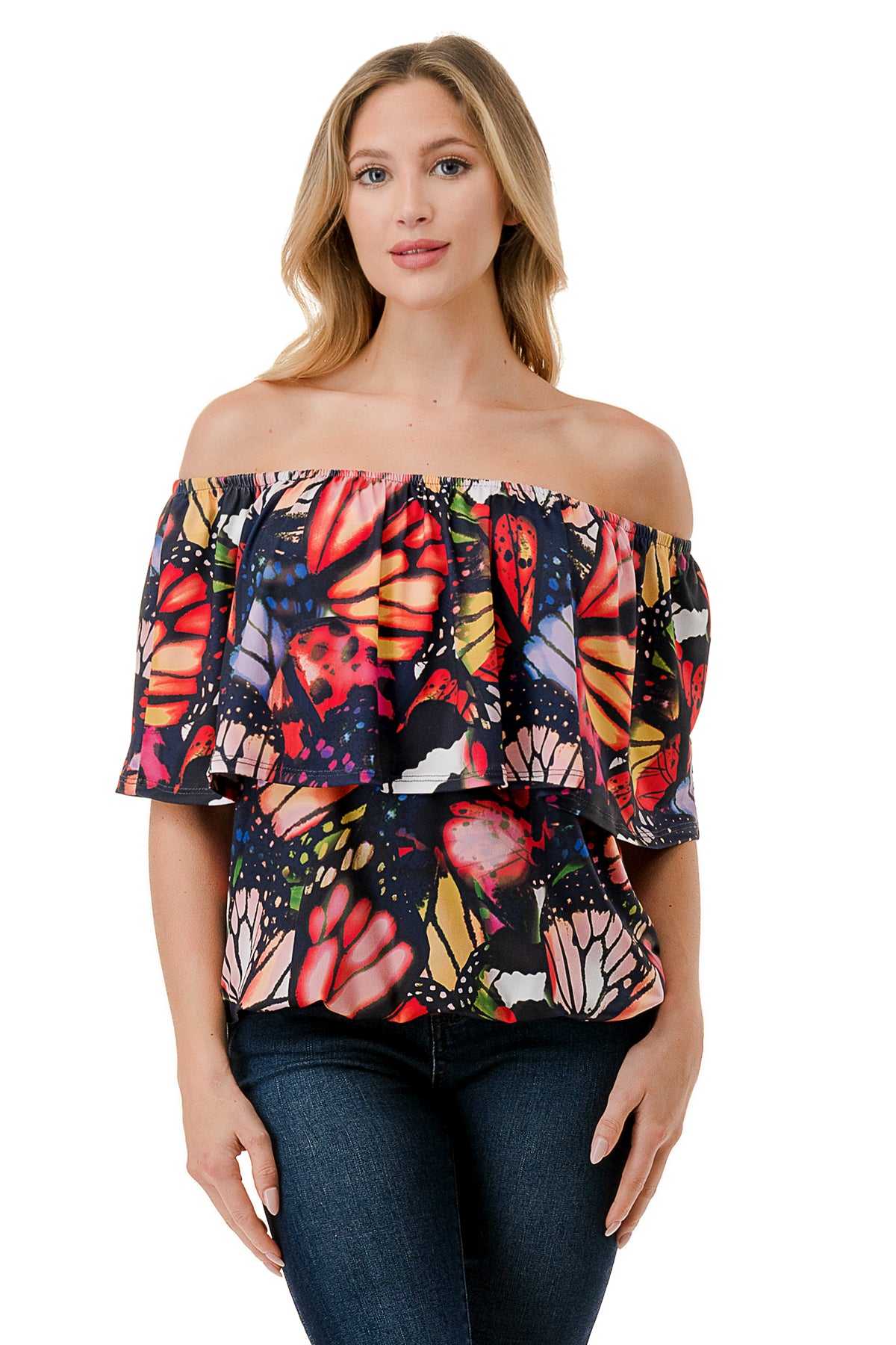 ALIVIA TUBE TOP (MULTI BUTTERFLY)- VT2499