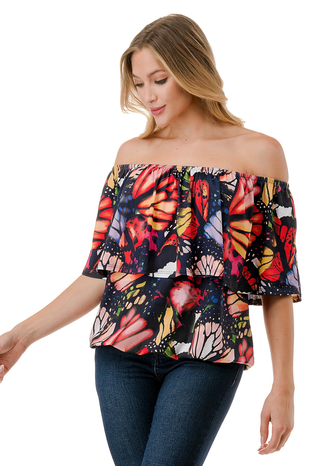 ALIVIA TUBE TOP (MULTI BUTTERFLY)- VT2499