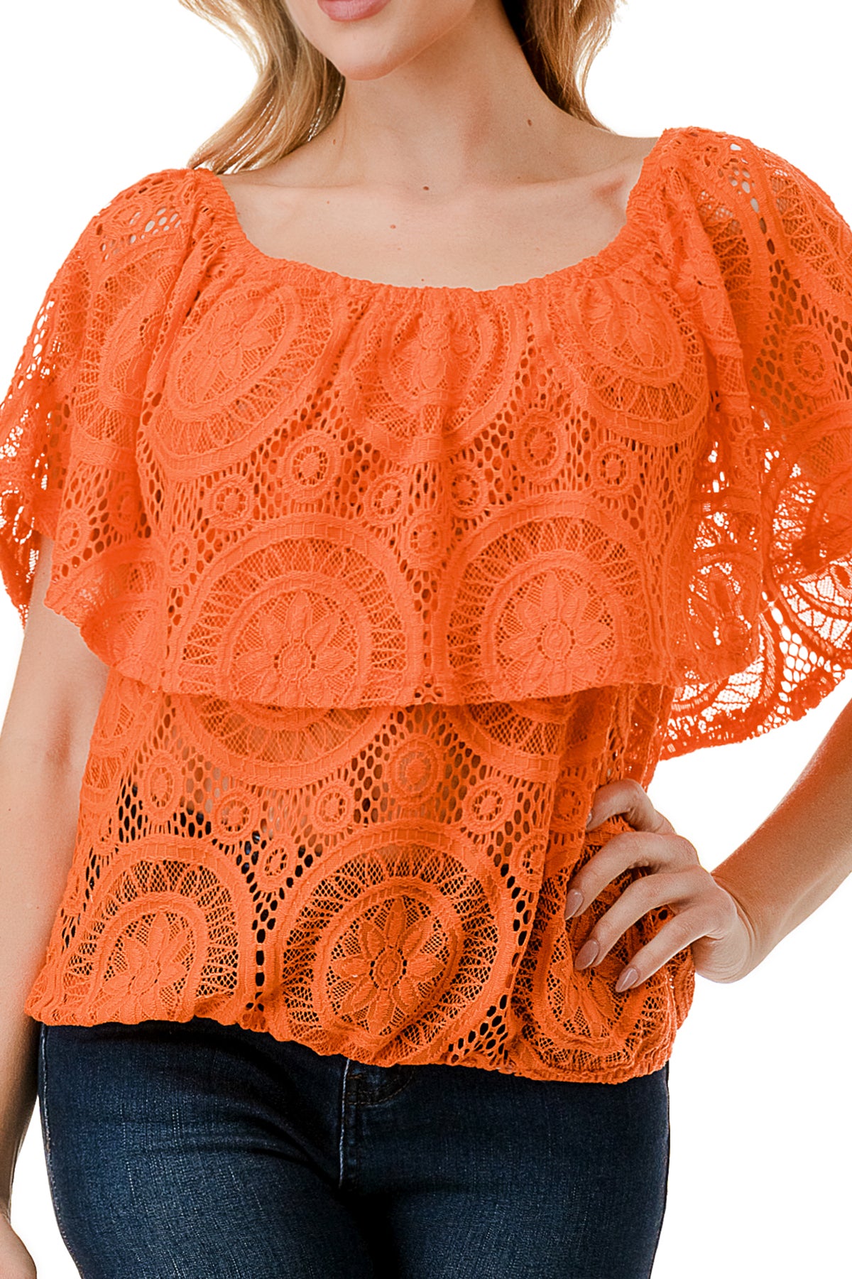 ALIVIA TUBE TOP (ORANGE LACE)- VT2499