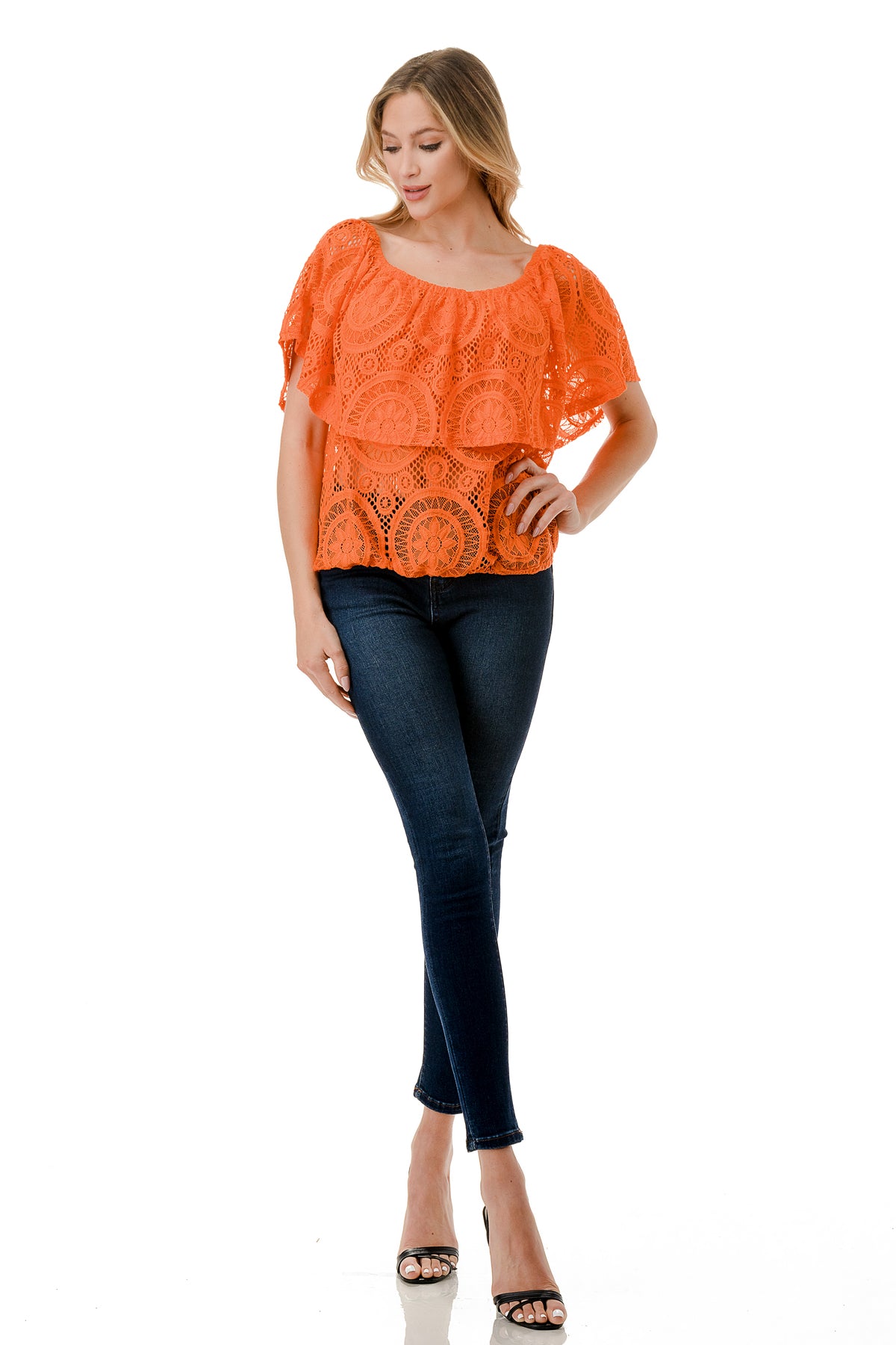 ALIVIA TUBE TOP (ORANGE LACE)- VT2499