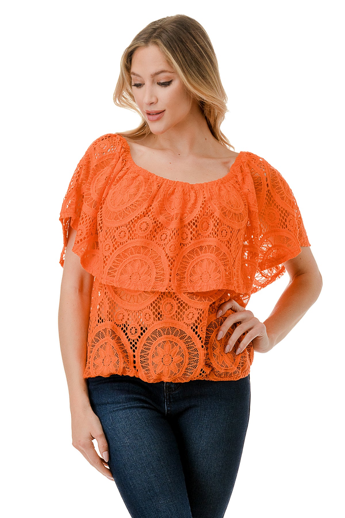 ALIVIA TUBE TOP (ORANGE LACE)- VT2499