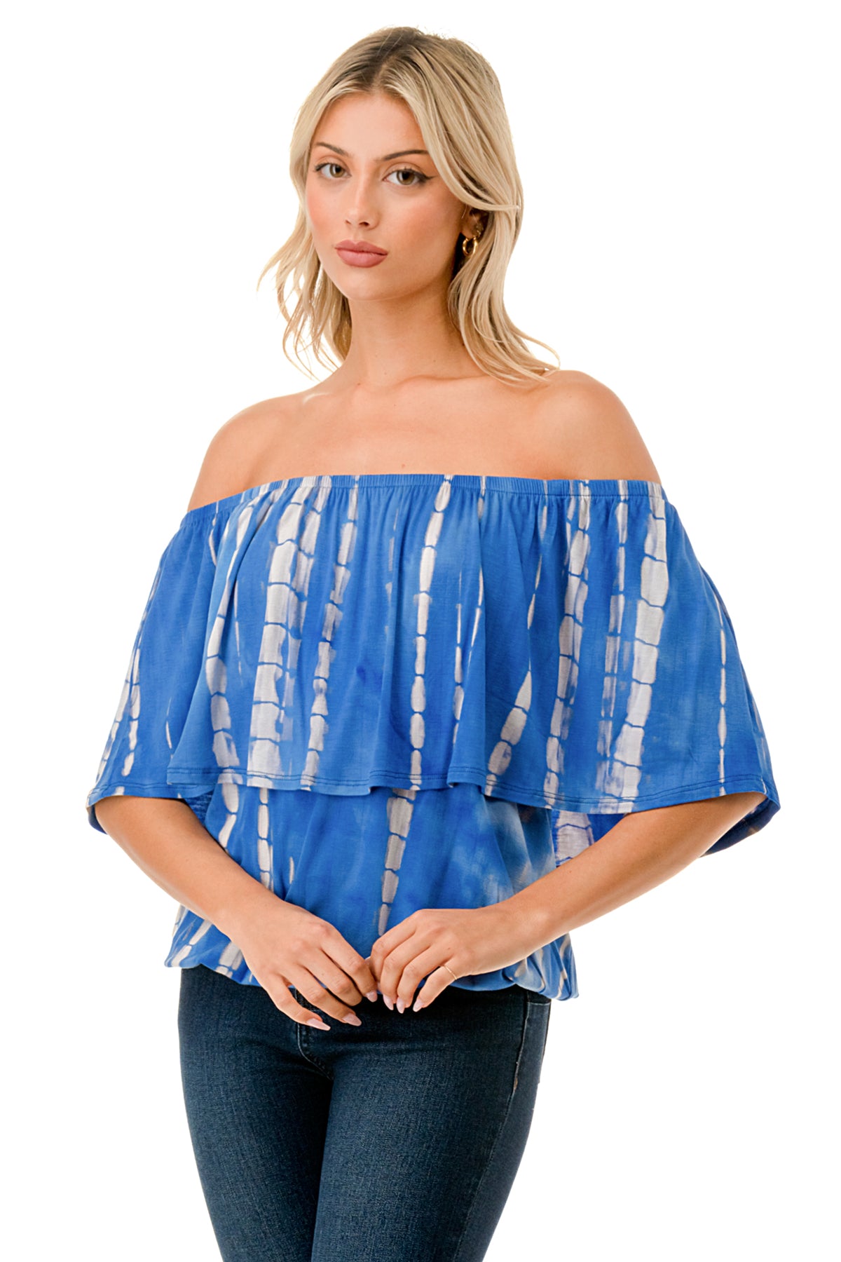 ALIVIA TUBE TOP (ROYAL BLUE GREY BAMBOO)- VT2499