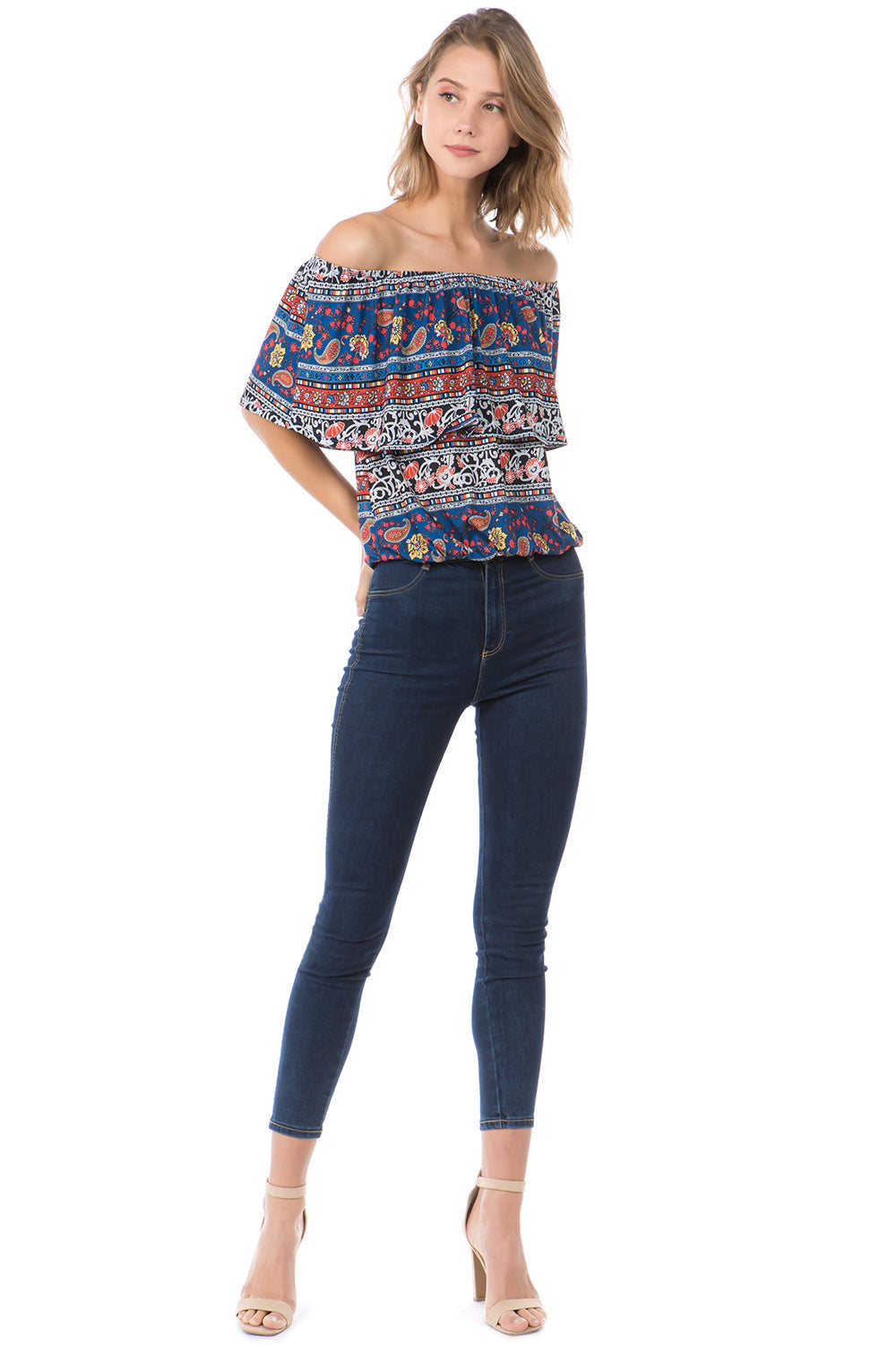 ALIVIA TUBE TOP (NAVY BOHO)- VT2499