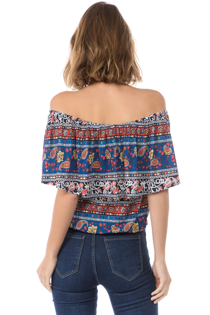 ALIVIA TUBE TOP (NAVY BOHO)- VT2499