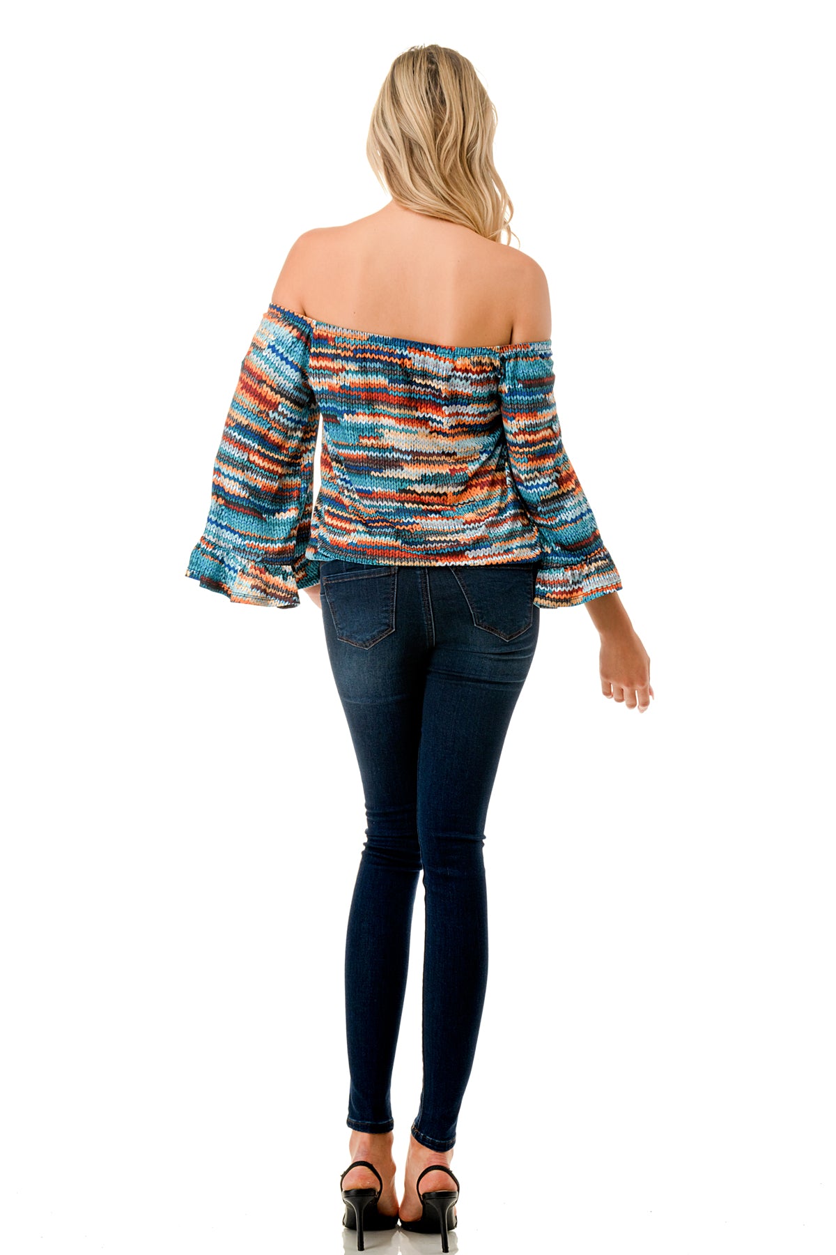 HARRIET OFF SHOULDER TOP (BLUE SWEATER)- VT2509