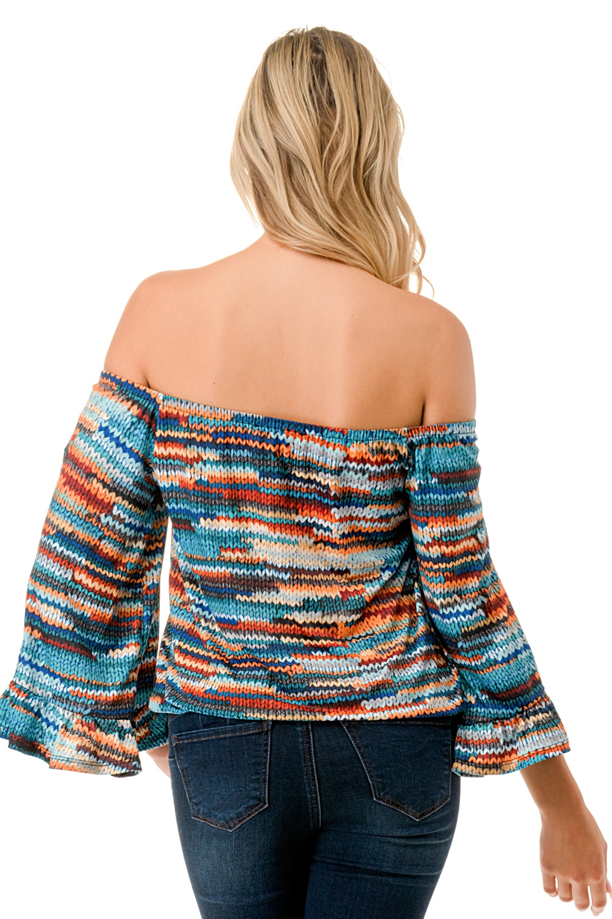 HARRIET OFF SHOULDER TOP (BLUE SWEATER)- VT2509